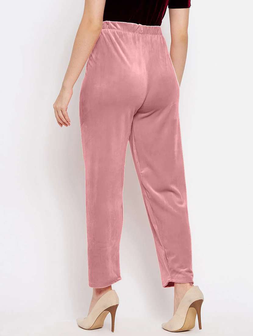 women pack of 2 solid high rise velvet straight trouser - 22184335 -  Standard Image - 5