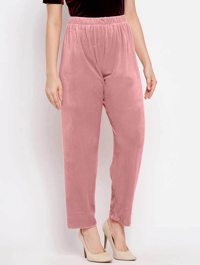 women pack of 2 solid high rise velvet straight trouser - 22184336 -  Standard Image - 3
