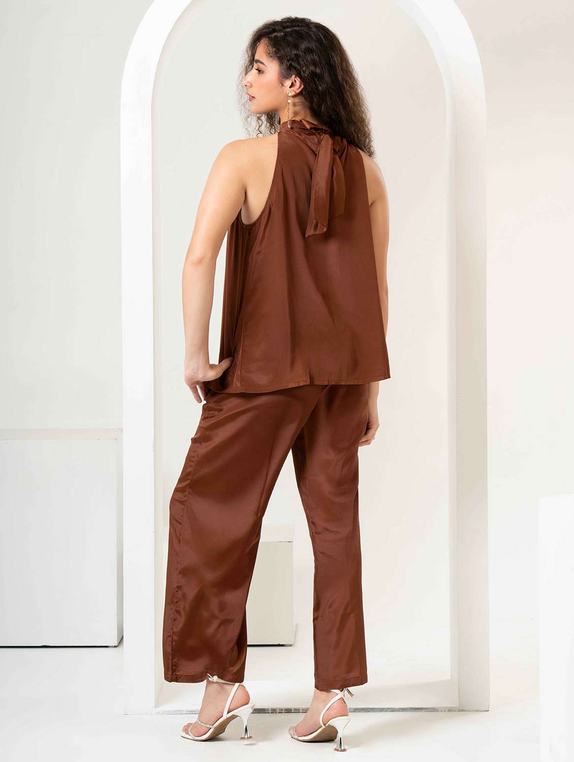 women solid top and trouser co-ord set - 22184340 -  Standard Image - 3