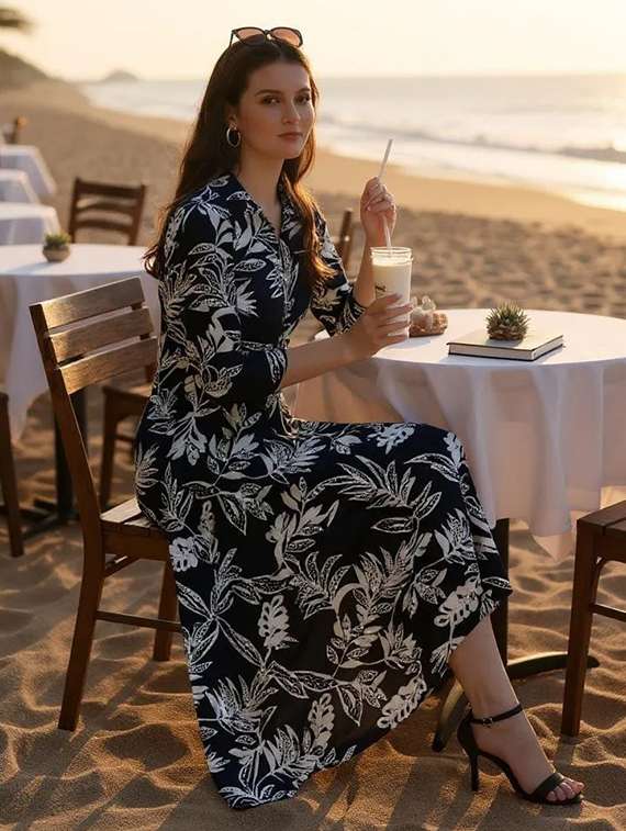 women printed collared shirt dress