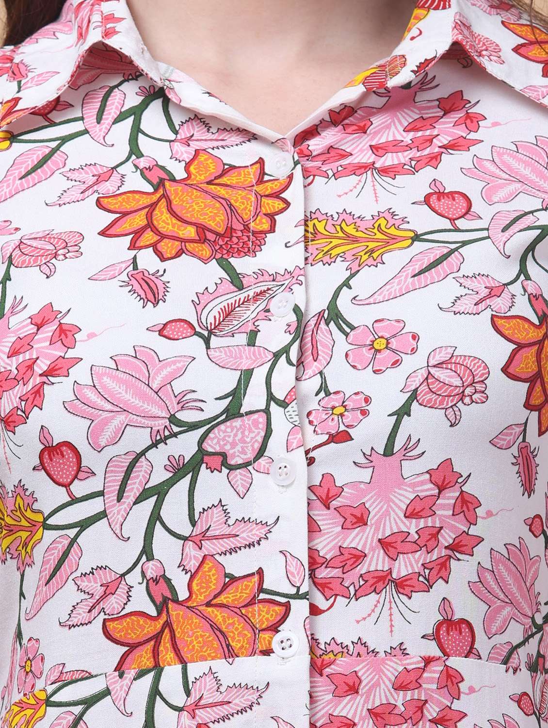 women floral print three quarter sleeve shirt dress - 22184362 -  Standard Image - 5