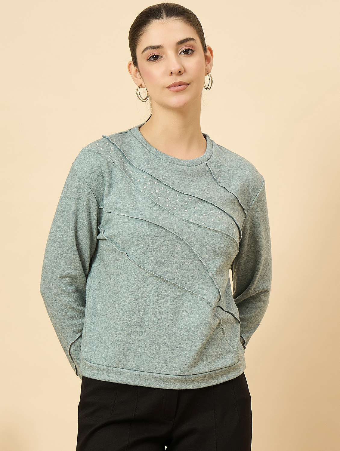 women embellished long sleeve sweatshirt