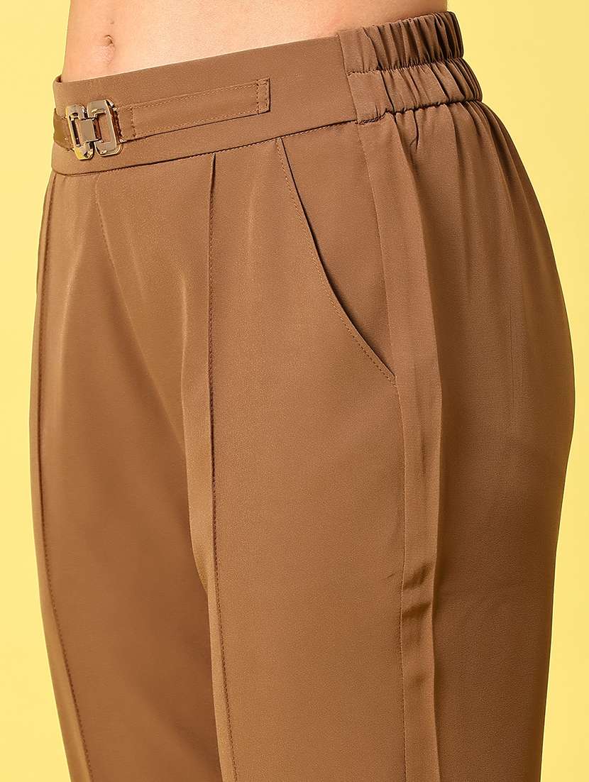 women solid mid rise bootcut trouser - 22184373 -  Standard Image - 5