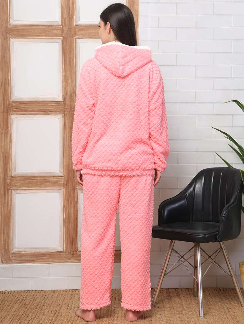 women self designed hooded nightwear pyjama set - 22184388 -  Standard Image - 3