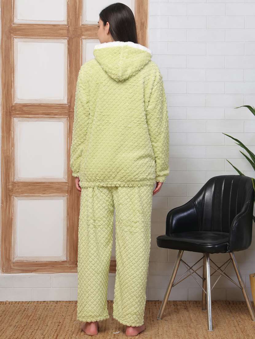 women self designed hooded nightwear pyjama set - 22184390 -  Standard Image - 3