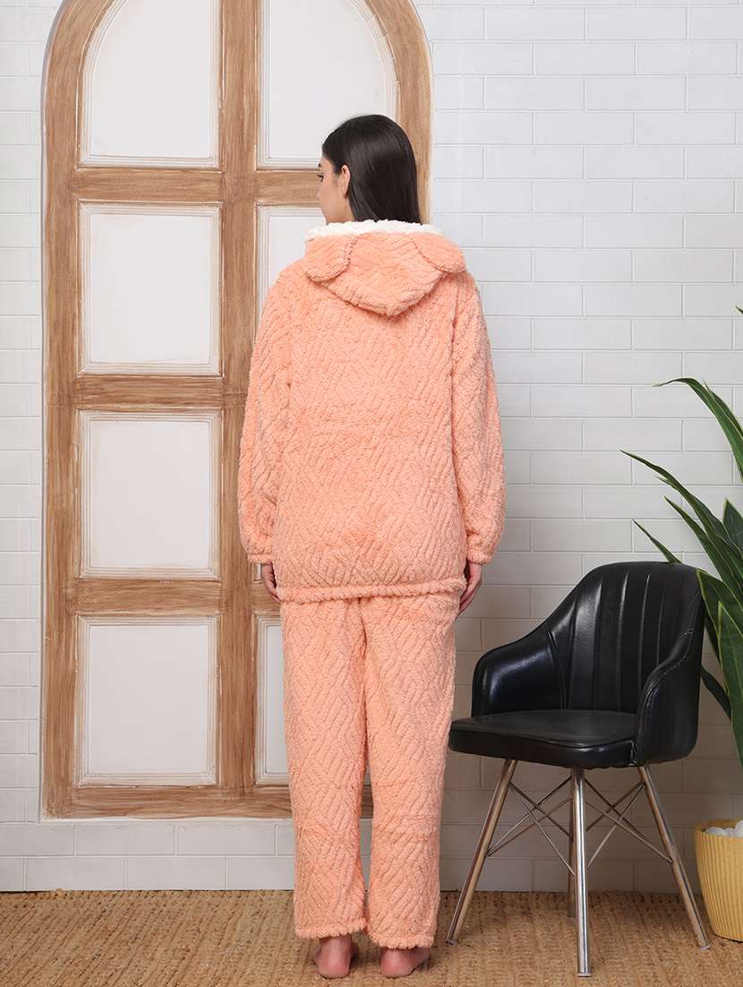 women self designed hooded nightwear pyjama set - 22184395 -  Standard Image - 3