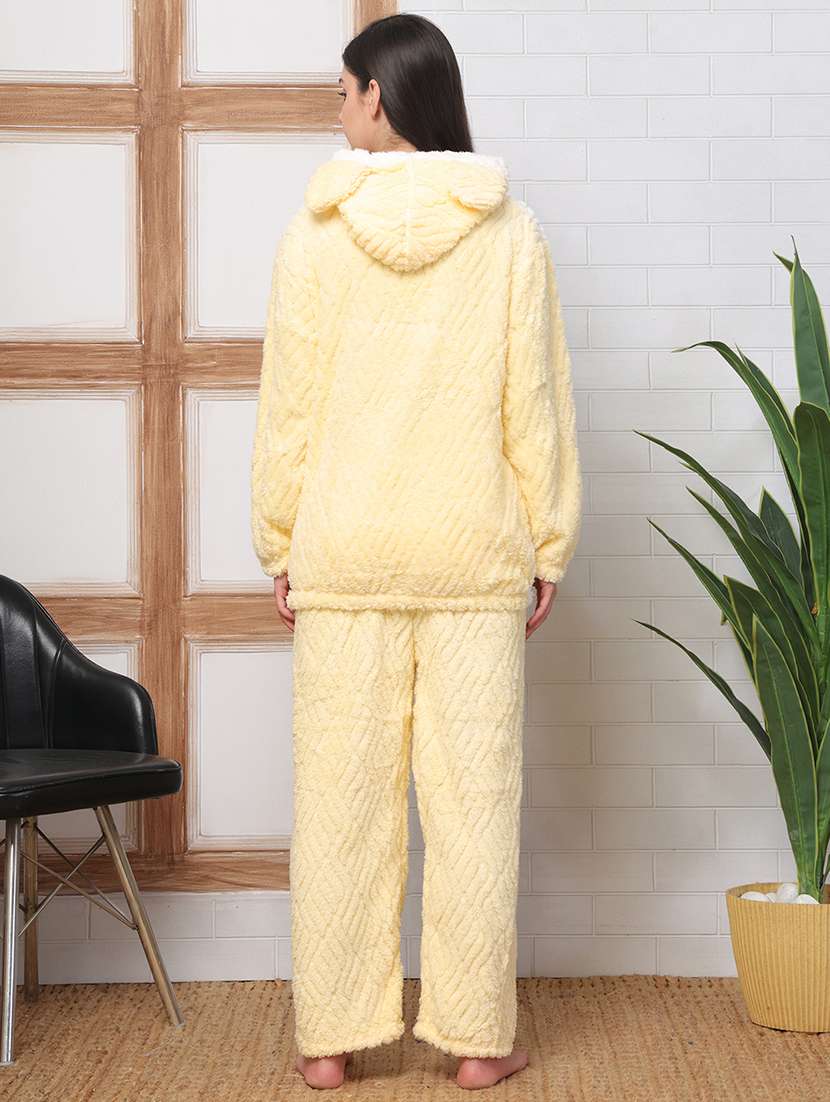 women self designed hooded nightwear pyjama set - 22184397 -  Standard Image - 3