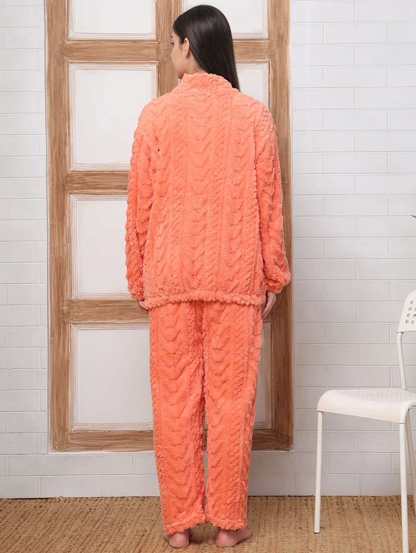 women solid hooded nightwear pyjama set - 22184398 -  Standard Image - 3