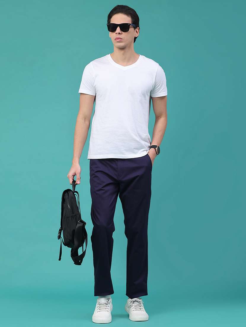 men solid mid rise chinos casual trouser - 22184420 -  Standard Image - 5