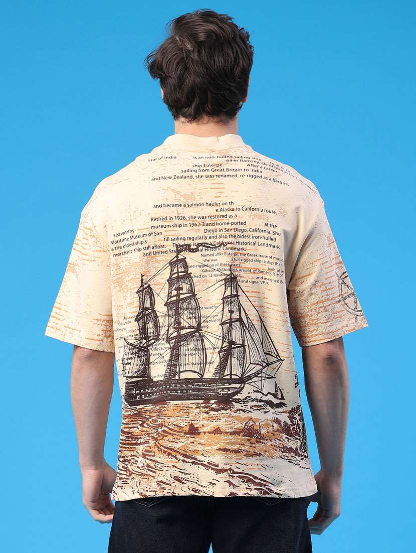 men printed short sleeve loose fit t-shirt