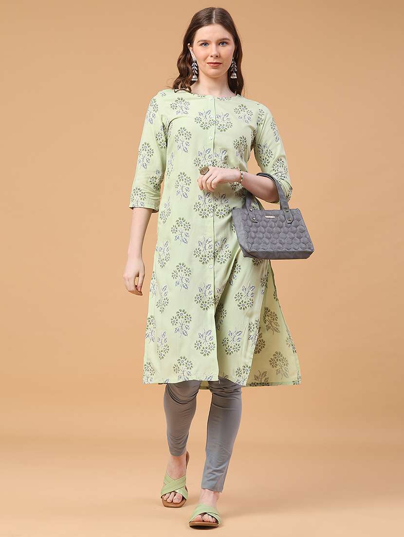 green rayon straight kurta