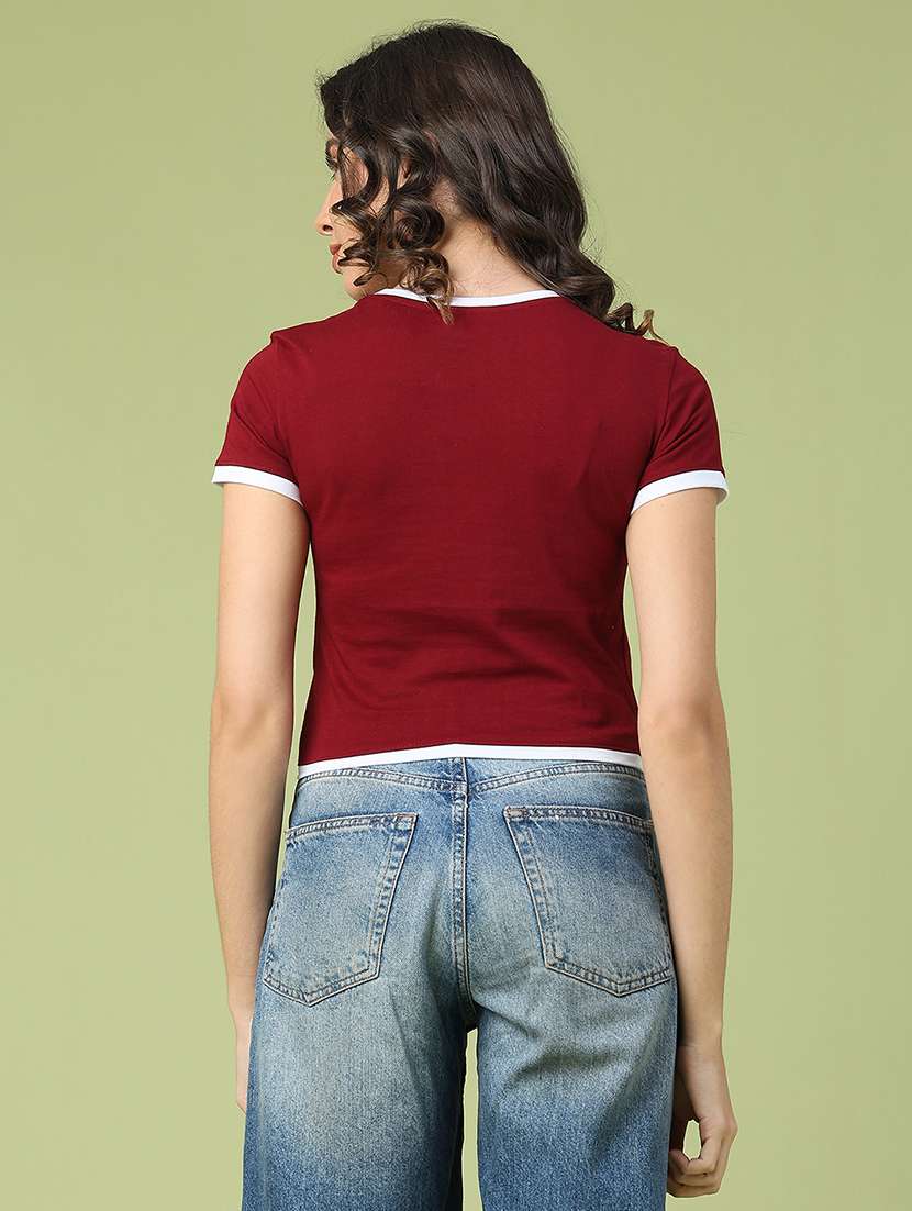 women printed short sleeve crop t-shirt - 22184432 -  Standard Image - 3