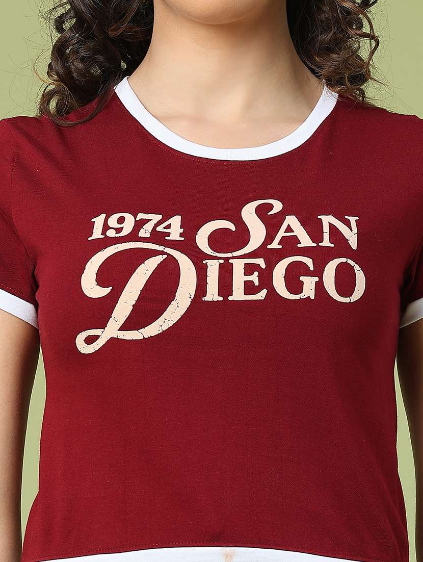 women printed short sleeve crop t-shirt - 22184432 -  Standard Image - 5