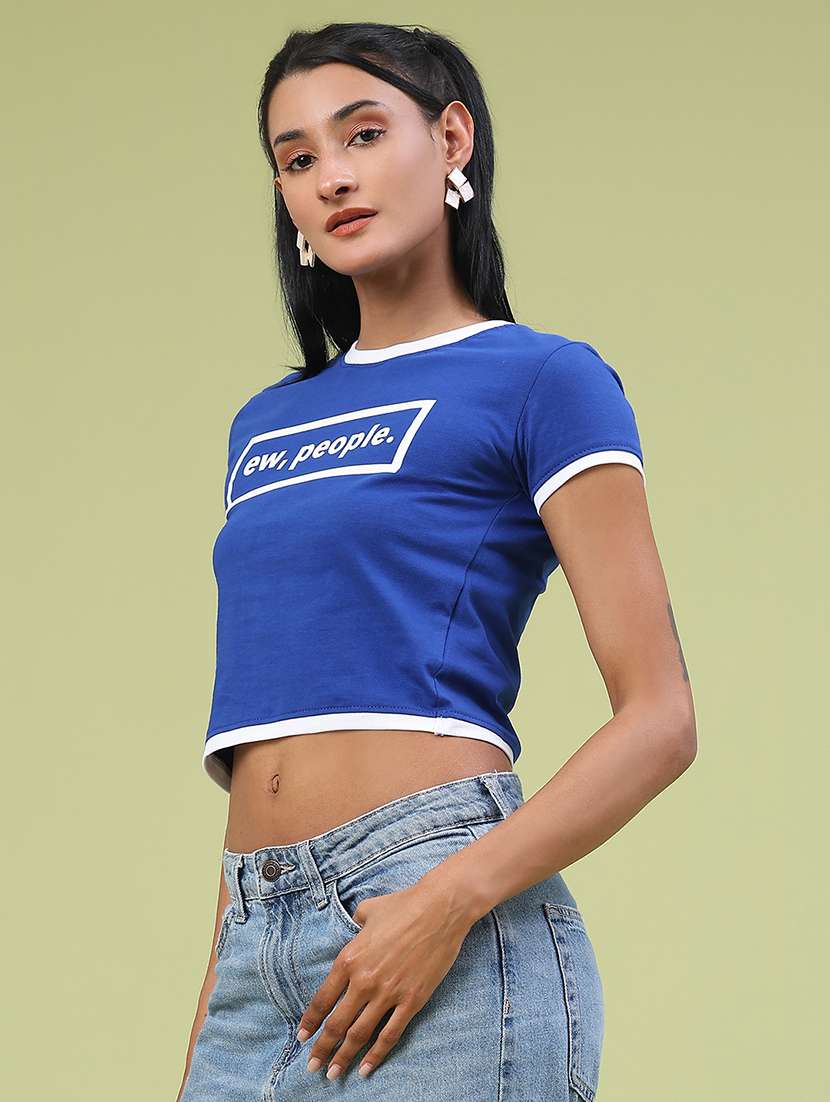 women printed short sleeve crop t-shirt - 22184434 -  Standard Image - 3