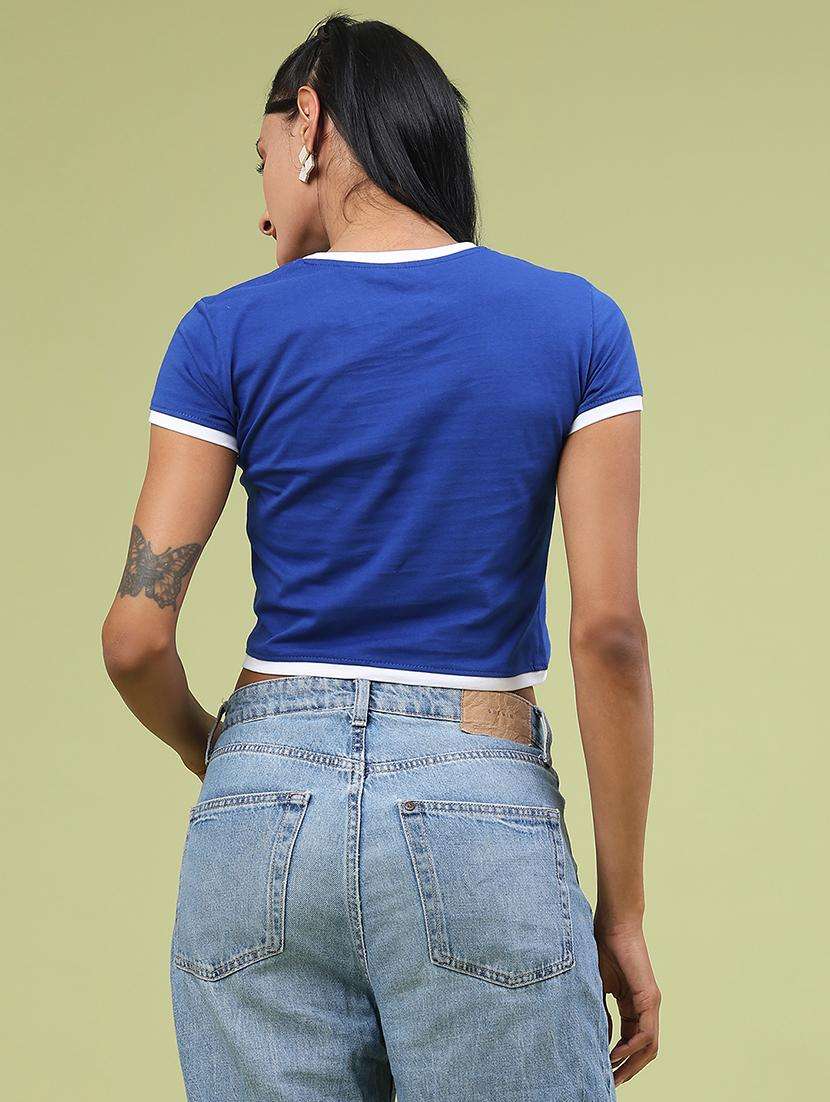 women printed short sleeve crop t-shirt - 22184434 -  Standard Image - 5