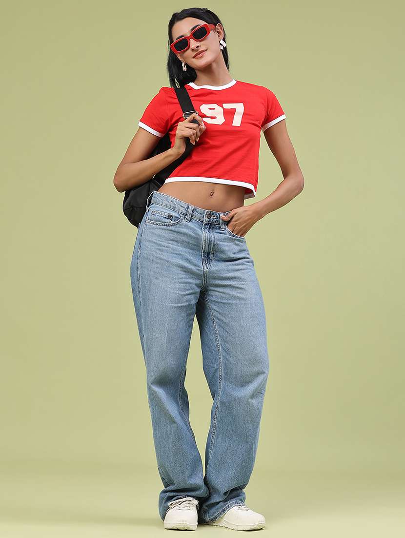 women printed short sleeve crop t-shirt - 22184437 -  Standard Image - 5