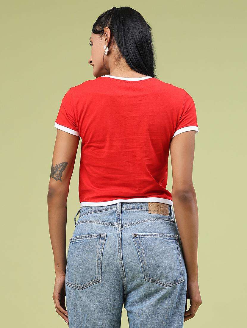 women printed short sleeve crop t-shirt - 22184437 -  Standard Image - 5