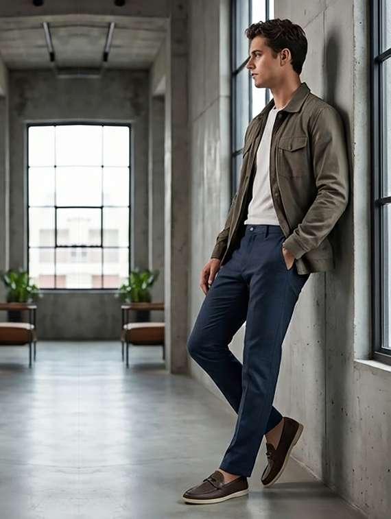 men solid mid rise chinos casual trouser - 22184480 -  Standard Image - 3