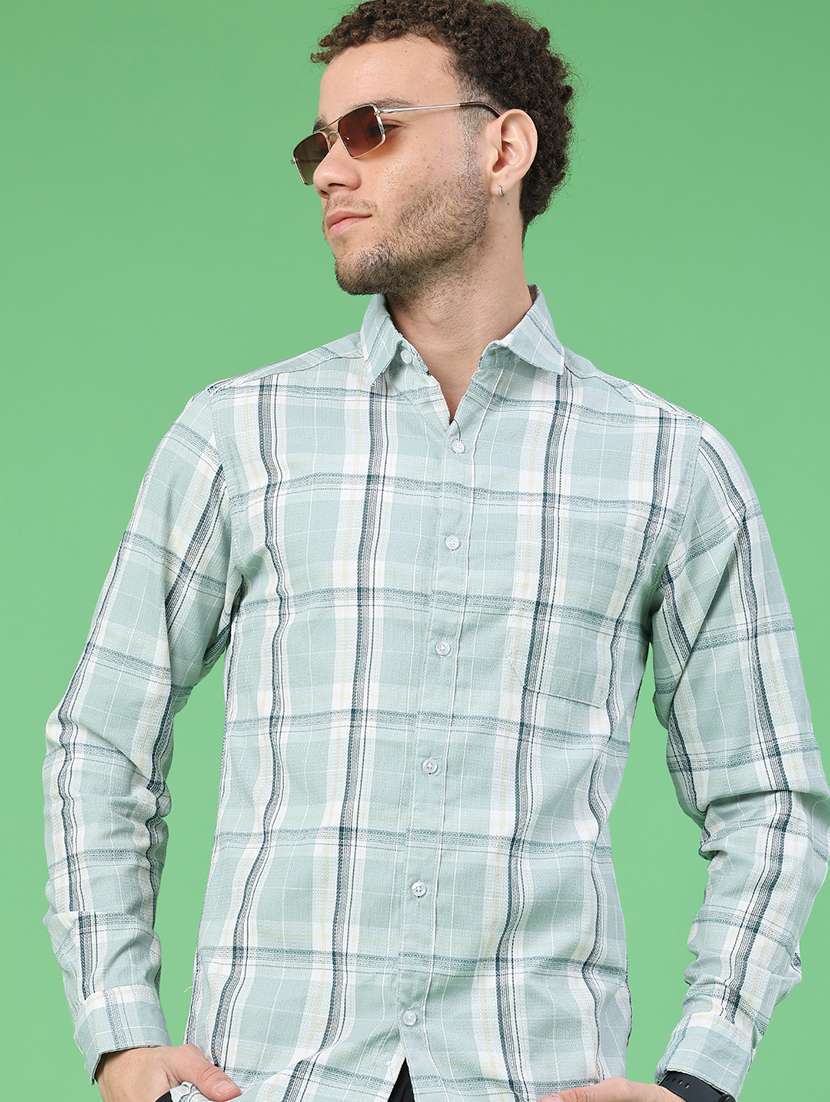 men checkered long sleeve regular fit casual shirt