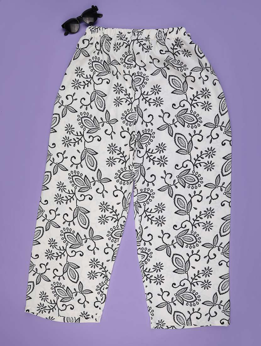 girls printed mid rise pyjama