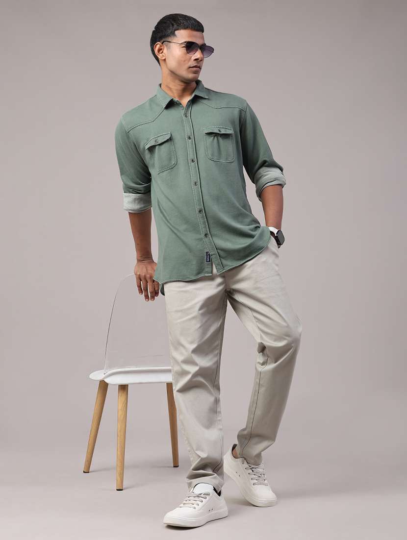 men olive cotton chinos casual trouser - 22184585 -  Standard Image - 5