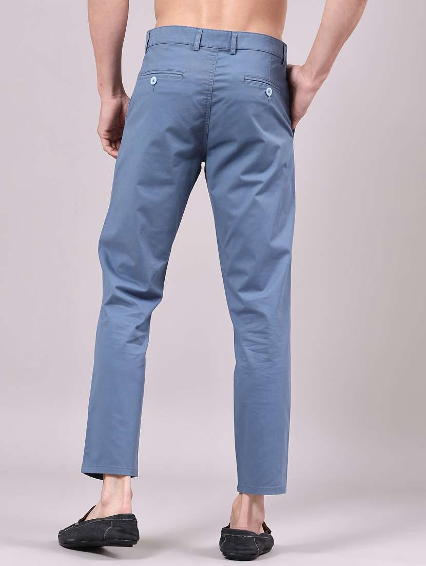 men solid mid rise chinos casual trouser - 22184587 -  Standard Image - 3