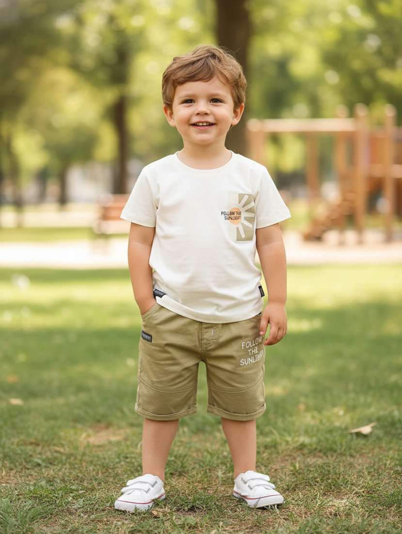 boys printed round neck t-shirt and shorts set