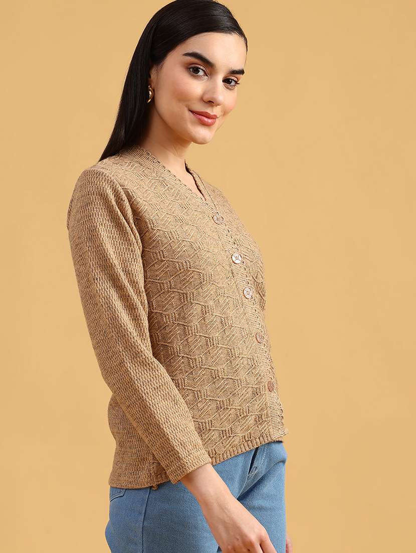 women self designed long sleeve cardigan - 22184615 -  Standard Image - 3