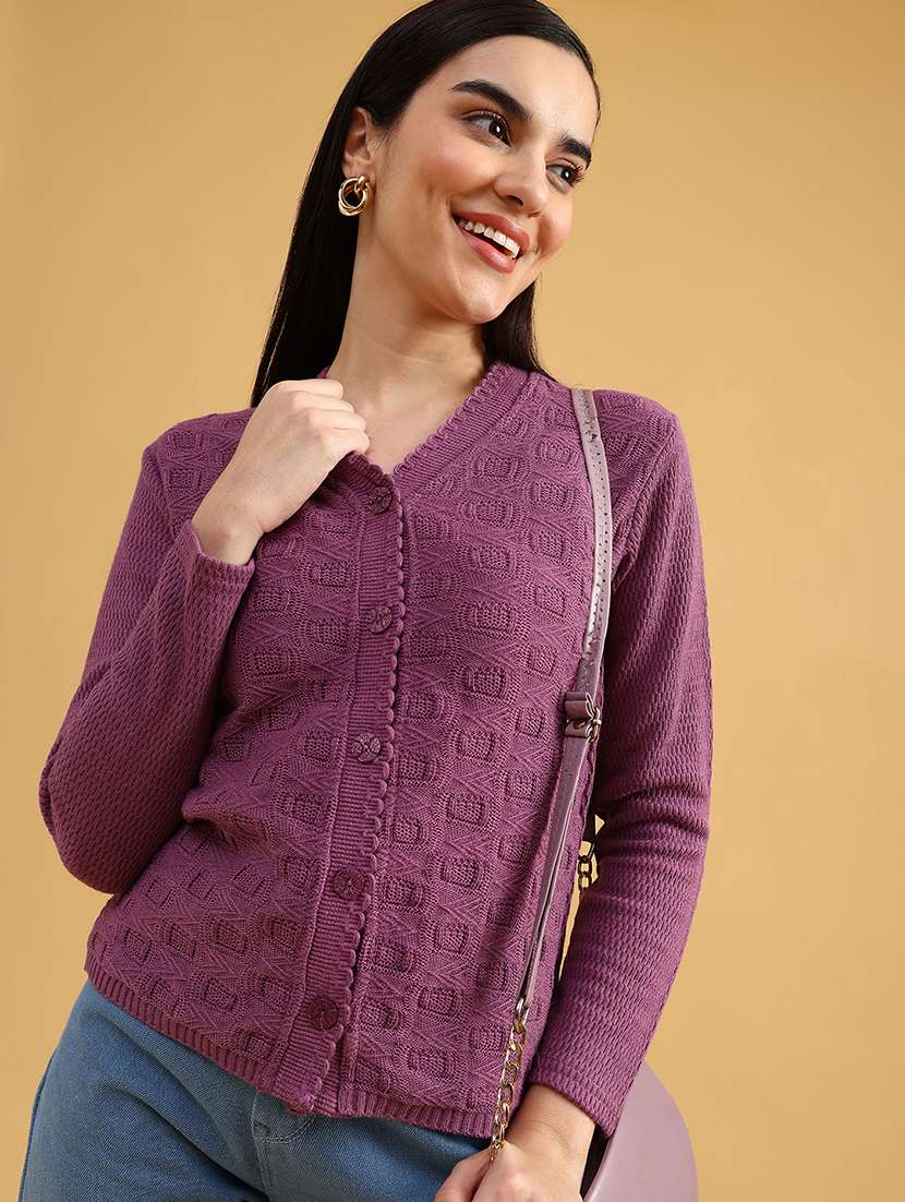 women self designed long sleeve cardigan