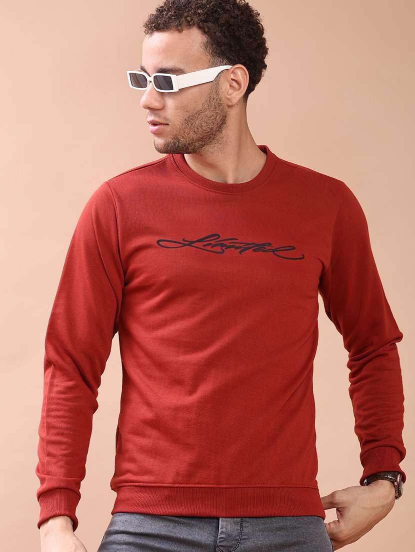 men chest print long sleeve regular fit sweatshirt