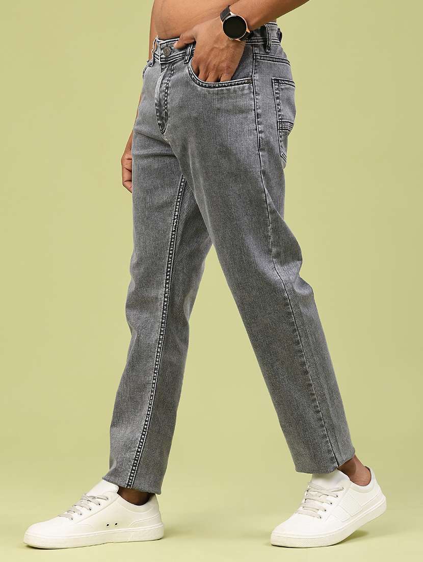 men plain mid rise full length straight jeans - 22184644 -  Standard Image - 3