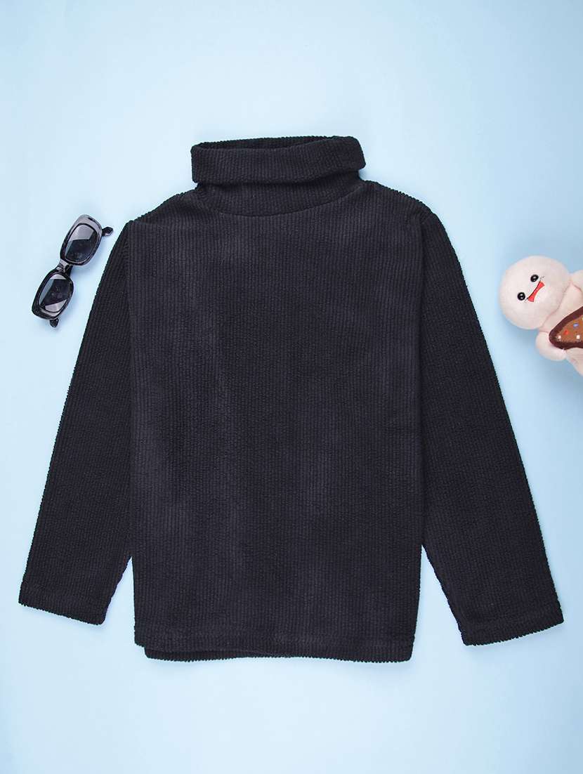 boys solid long sleeve turtle neck sweater