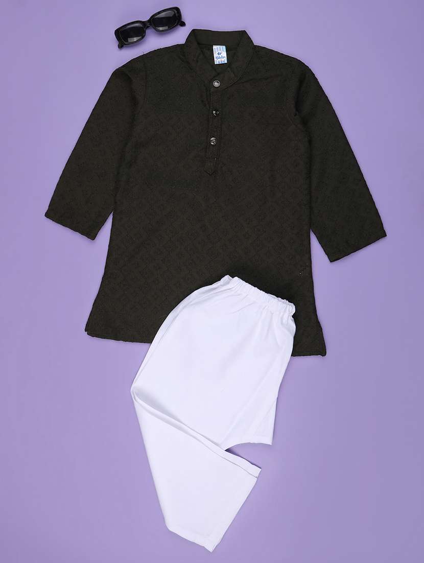 boys embroidered kurta and pyjama set