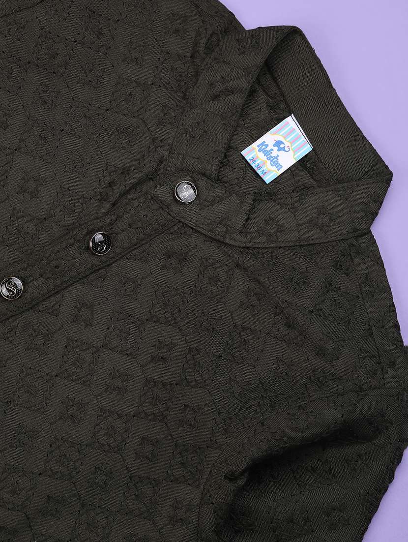 boys embroidered kurta and pyjama set - 22184662 -  Standard Image - 3