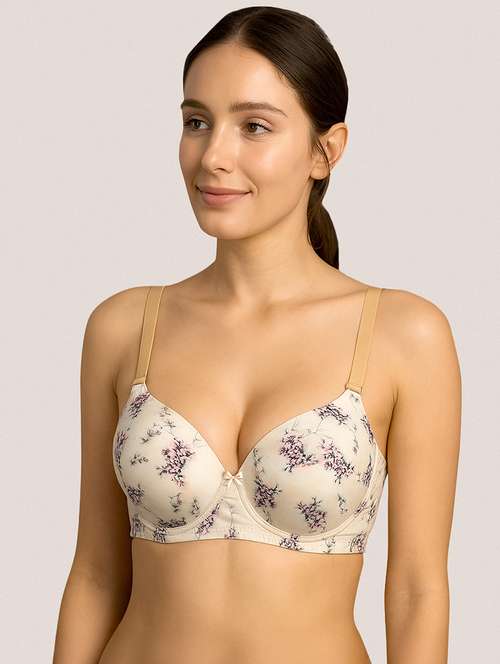 women printed lightly padded t-shirt bra - 22184803 -  Standard Image - 0
