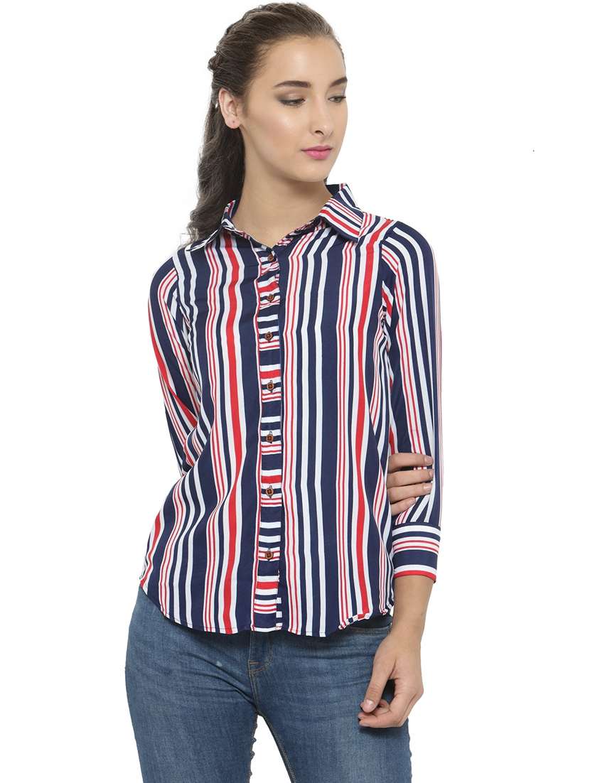 women collared three quarter sleeve regular fit shirt