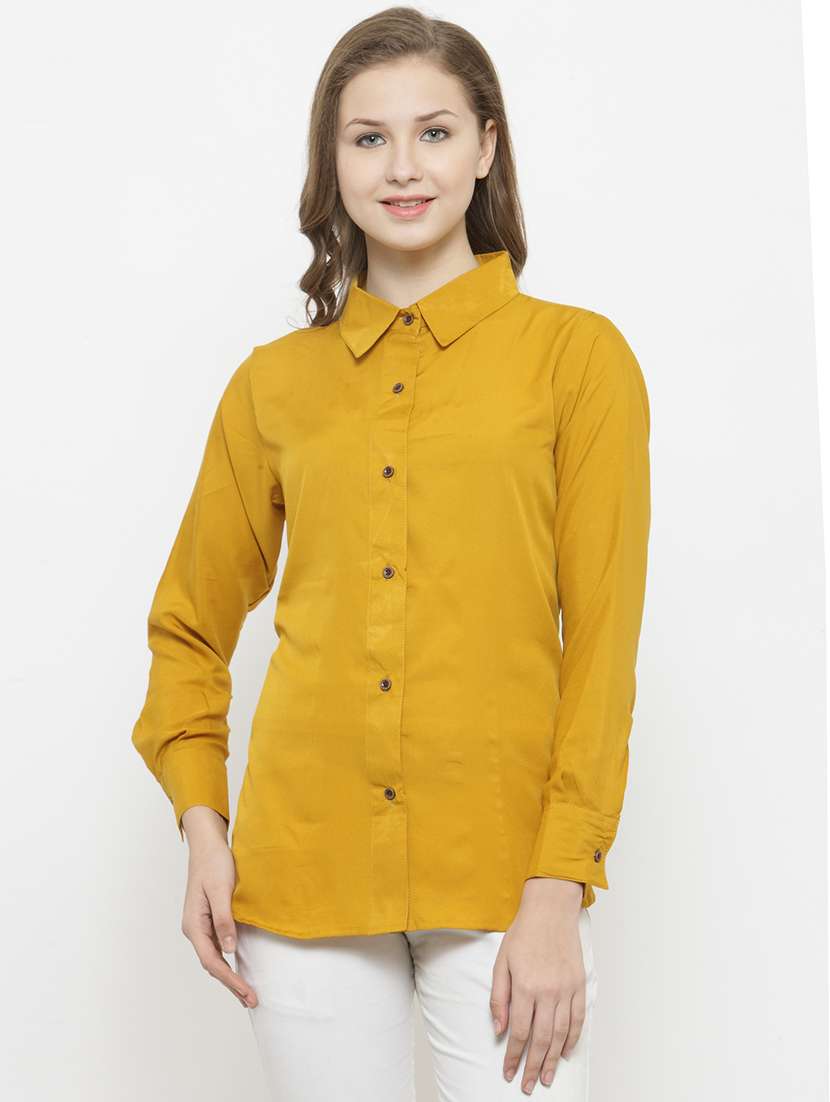 women collared long sleeve regular fit shirt