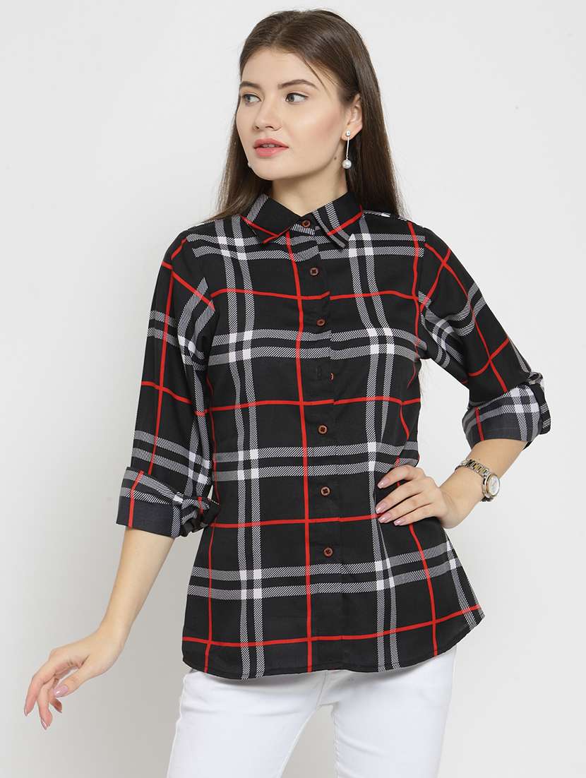 women collared long sleeve regular fit shirt