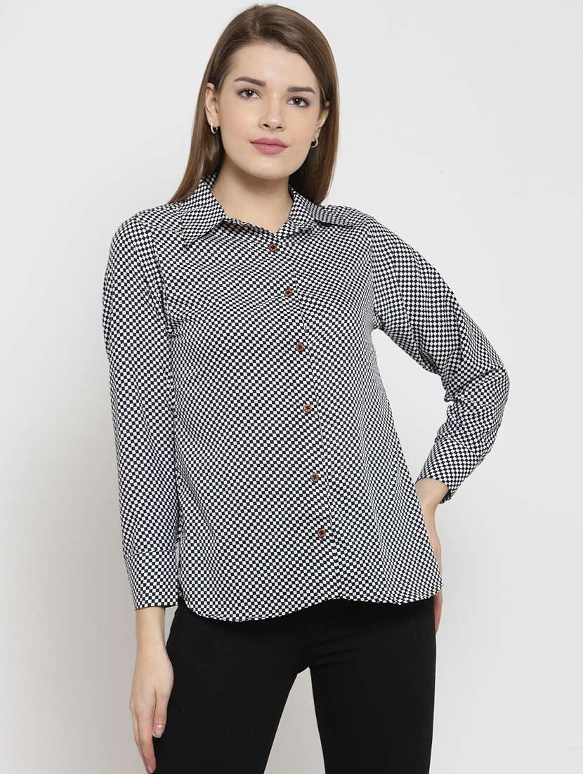 women collared long sleeve regular fit shirt