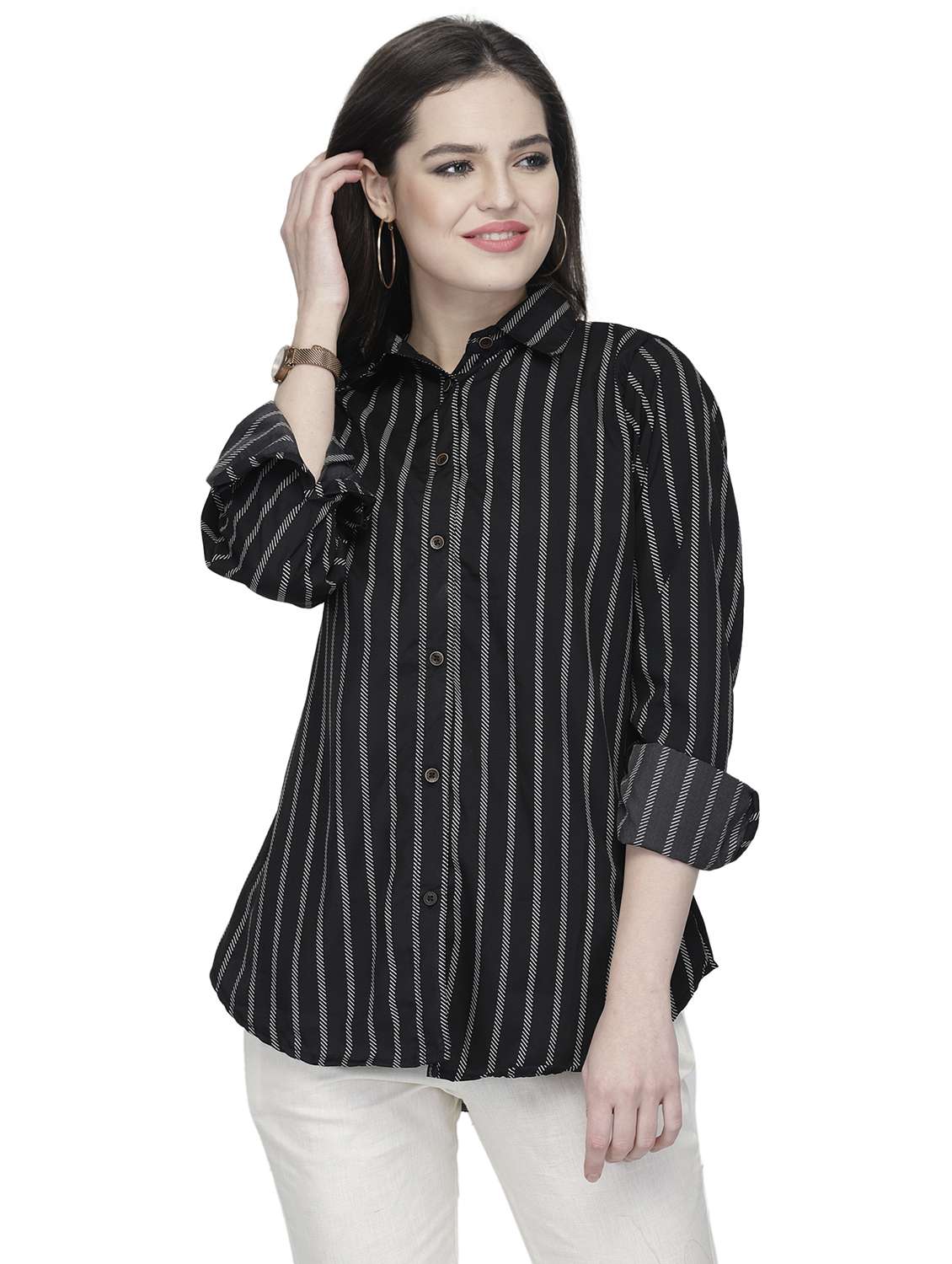 women collared long sleeve regular fit shirt