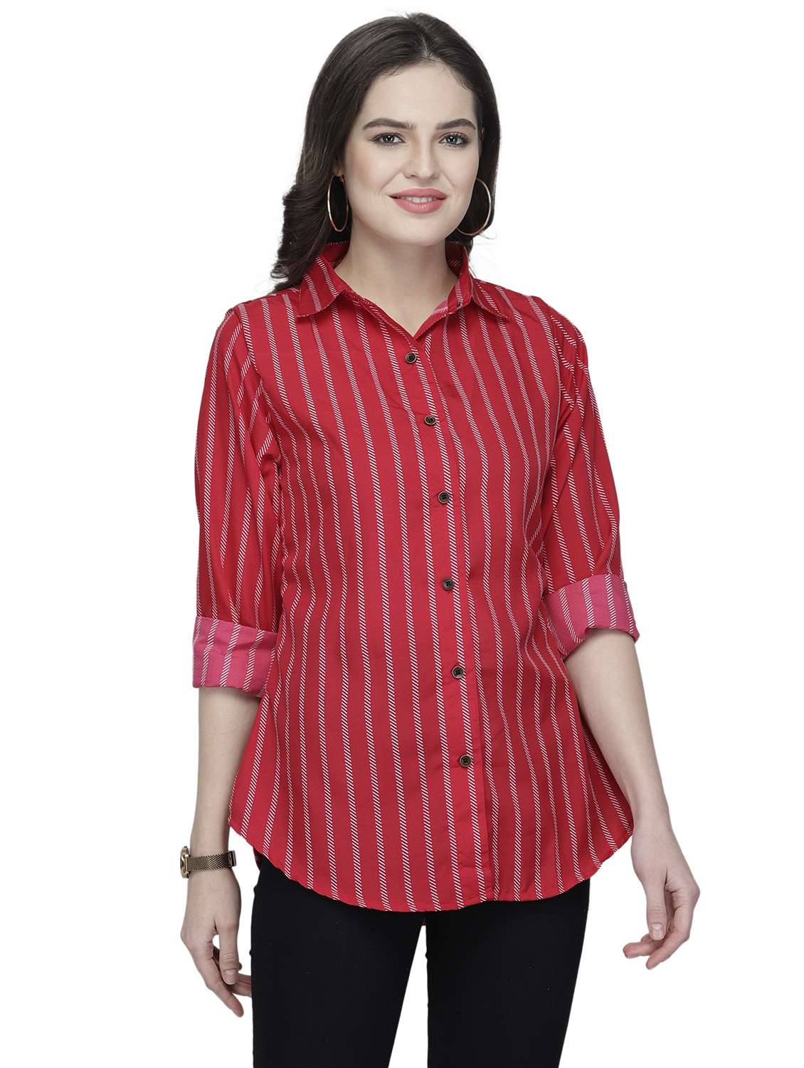 women collared long sleeve regular fit shirt