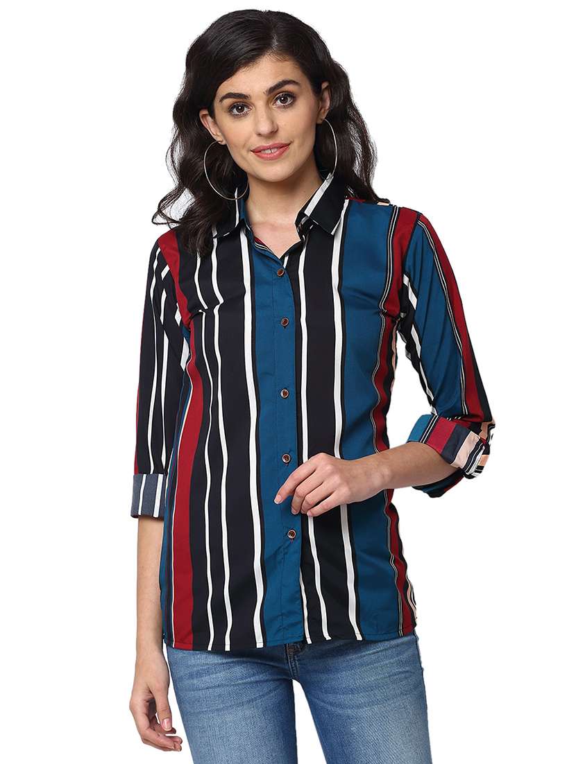 women collared long sleeve regular fit shirt