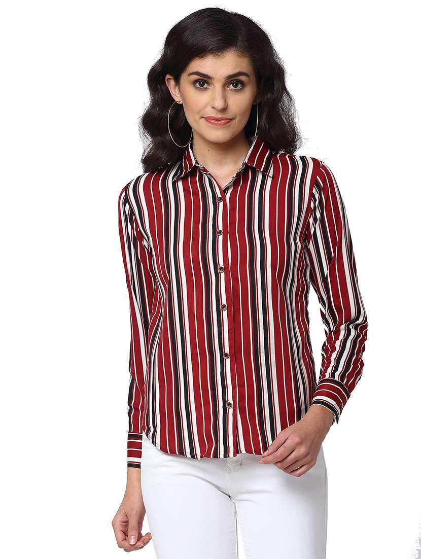 women collared long sleeve regular fit shirt