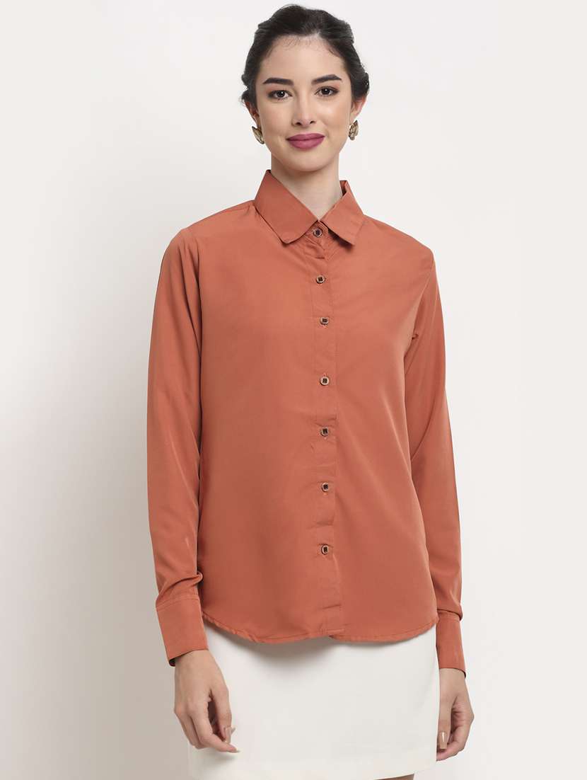 women collared long sleeve regular fit shirt
