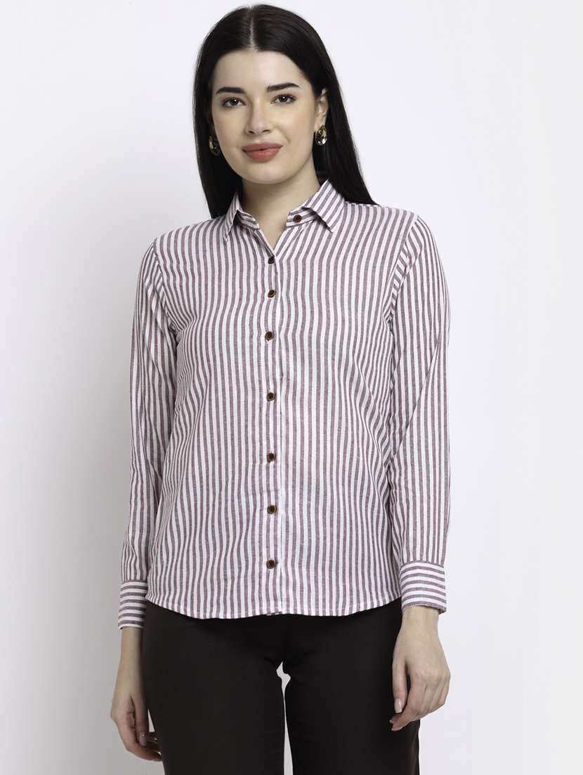 women collared long sleeve regular fit shirt