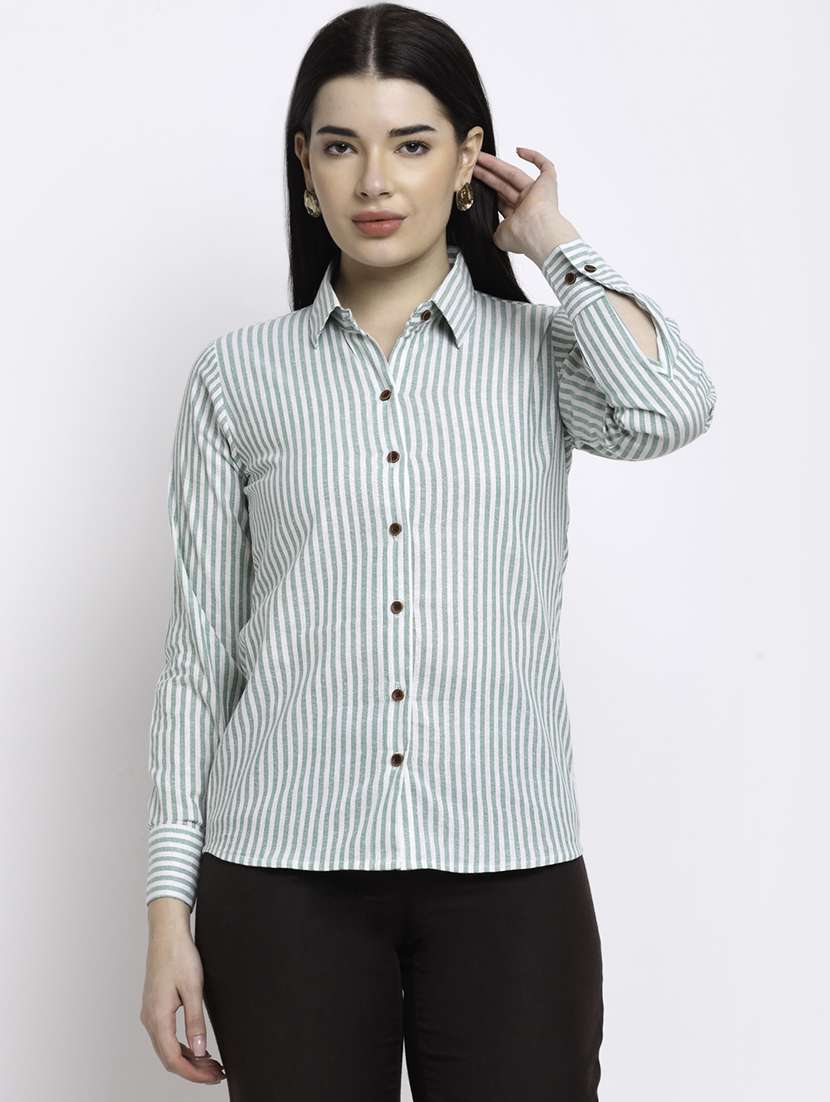 women collared long sleeve regular fit shirt