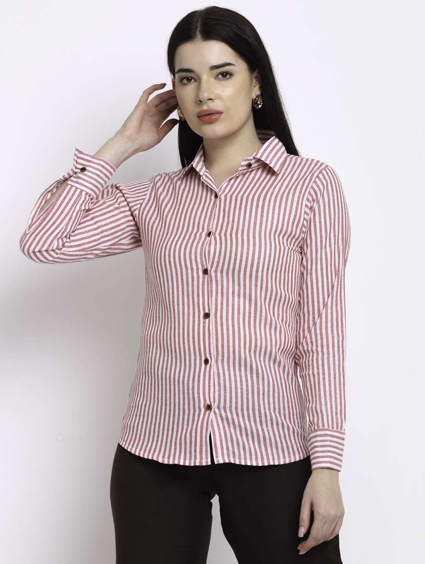 women collared long sleeve regular fit shirt