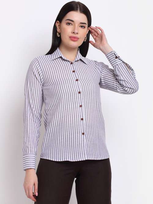 women collared long sleeve regular fit shirt - 22185004 -  Standard Image - 0