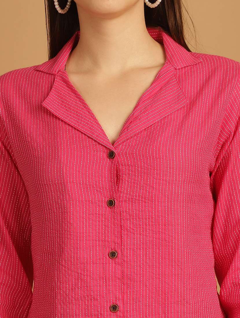 women lapel collar long sleeve regular fit shirt - 22185012 -  Standard Image - 5