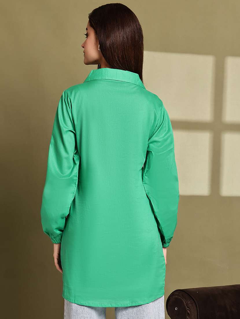 women lapel collar long sleeve regular fit shirt - 22185014 -  Standard Image - 3